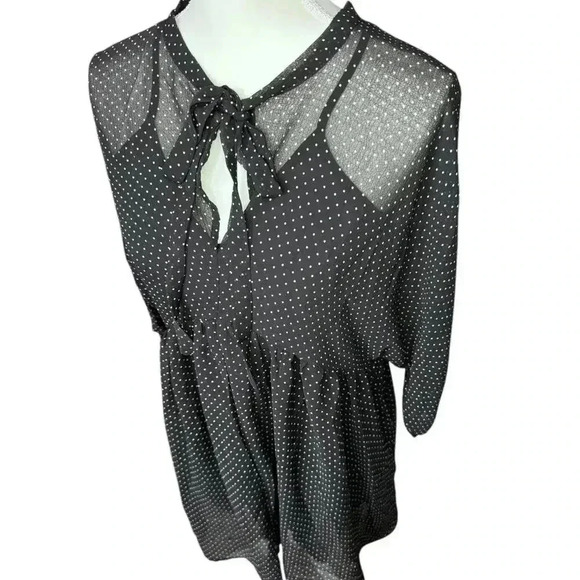NWT - Hayden Black and White Polka Dot Dress with Tie Front - Size S - Picture 2 of 7